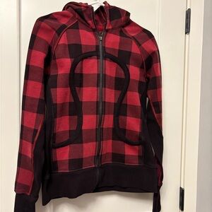 Lululemon Cabin Cozy Red and Black Plaid Zip-Up Hoodie